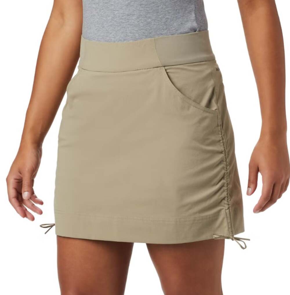 Columbia Womens XL Tan Anytime Casual Skort Ruched Pockets Omni-Shield